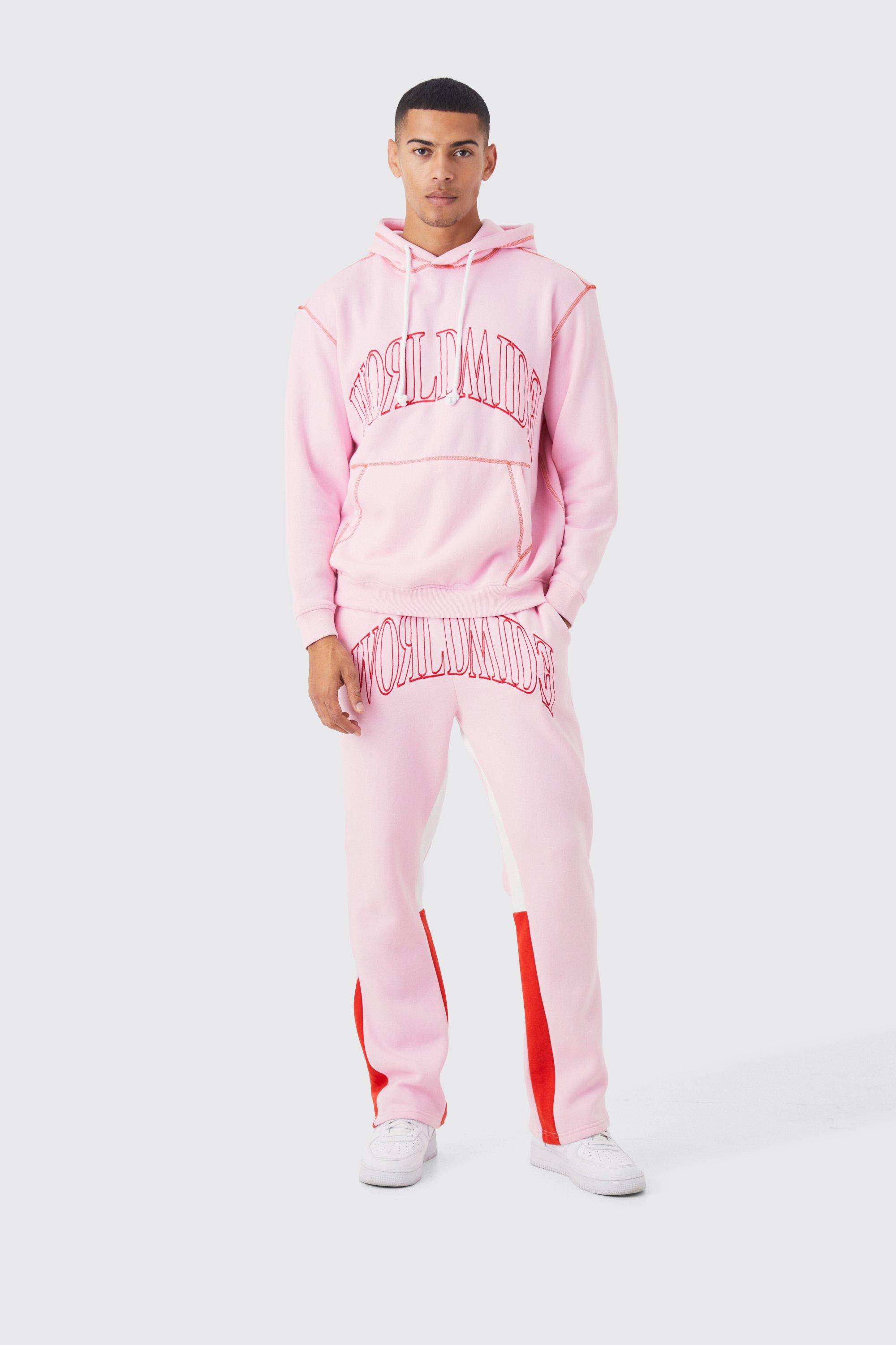 Pink hot sale tracksuit mens